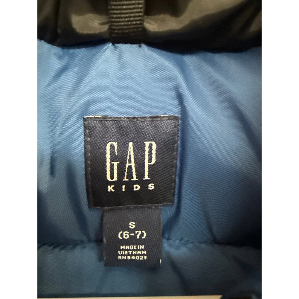 Gap Kids Black Puffer Vest Sleeveless Quilted Jacket‎ Blue Lining Size S 6-7